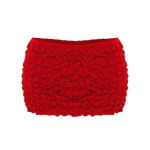 Vibrant Red Textured Mini Skirt